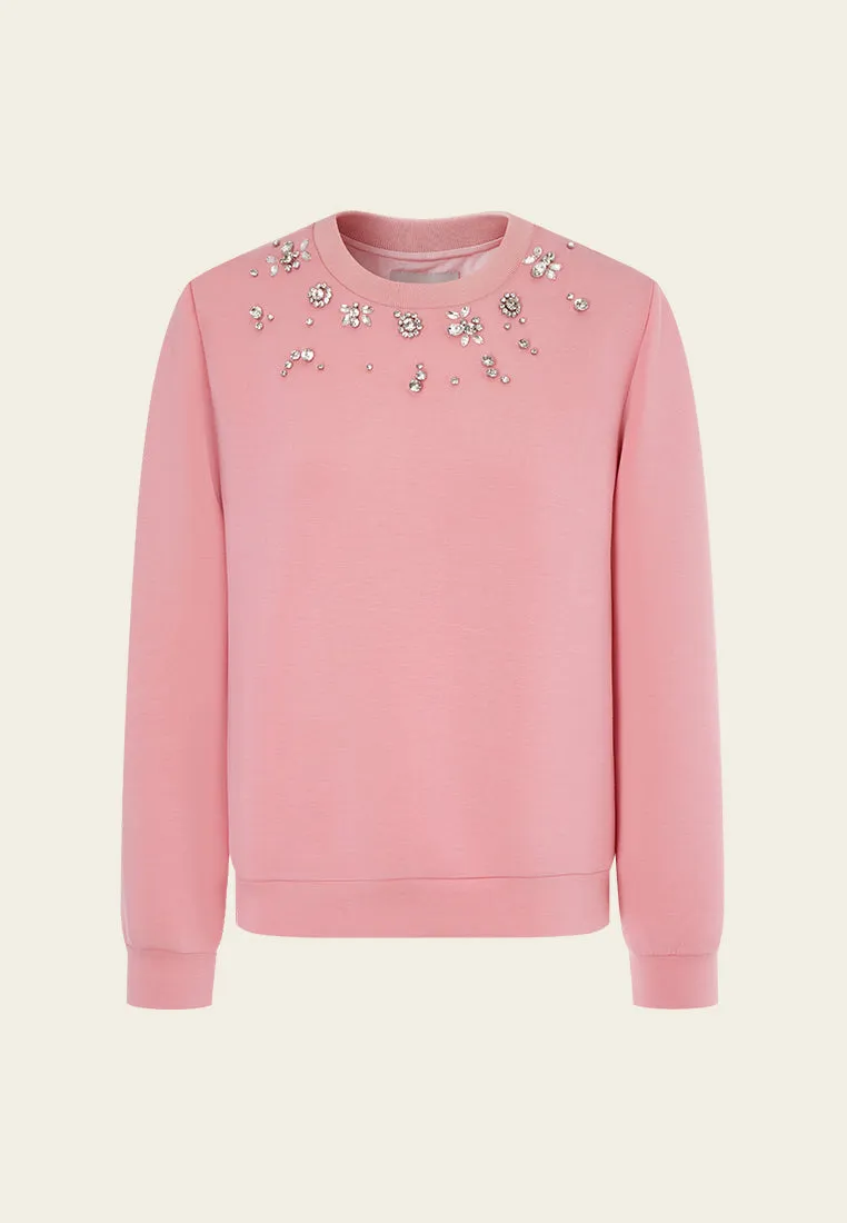 Crystal Embellished Patch-detail Sweatshirt