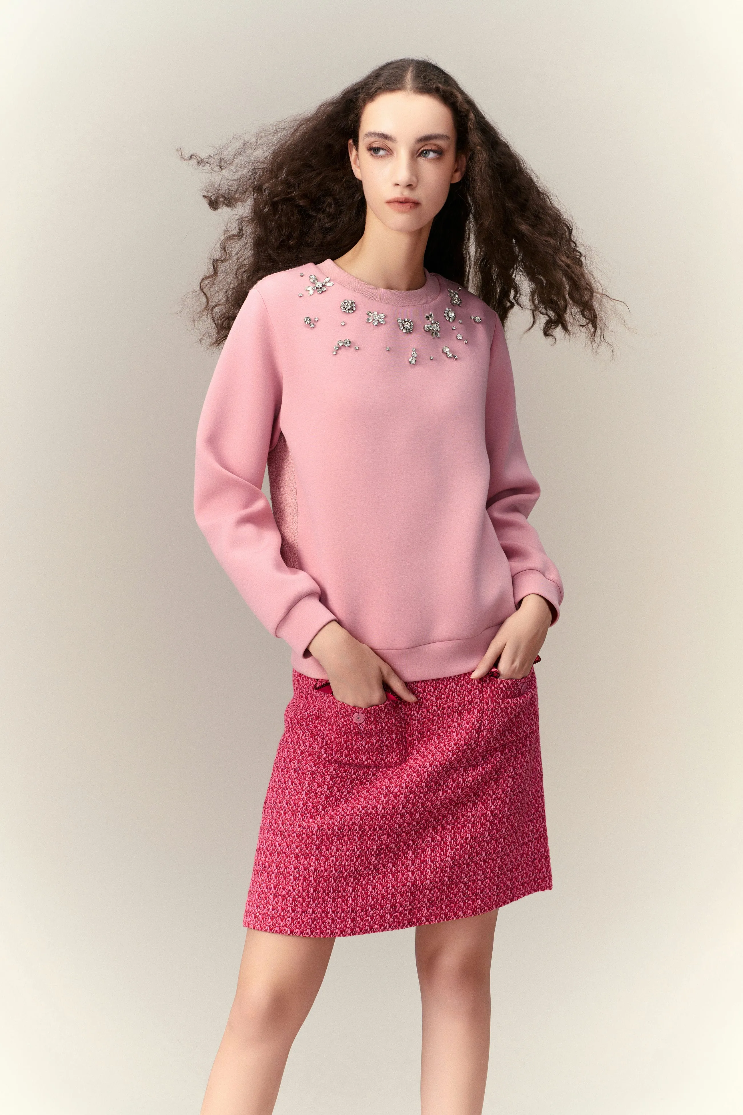 Crystal Embellished Patch-detail Sweatshirt