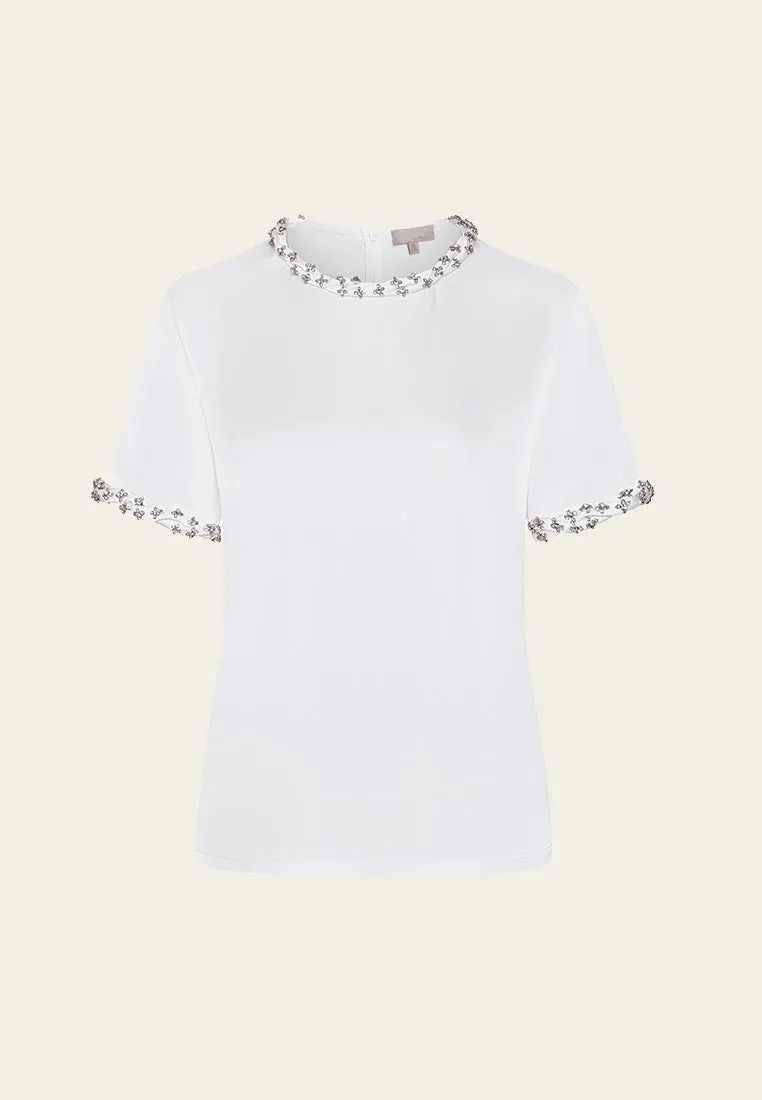 Crystal-embellished Round Neck Top