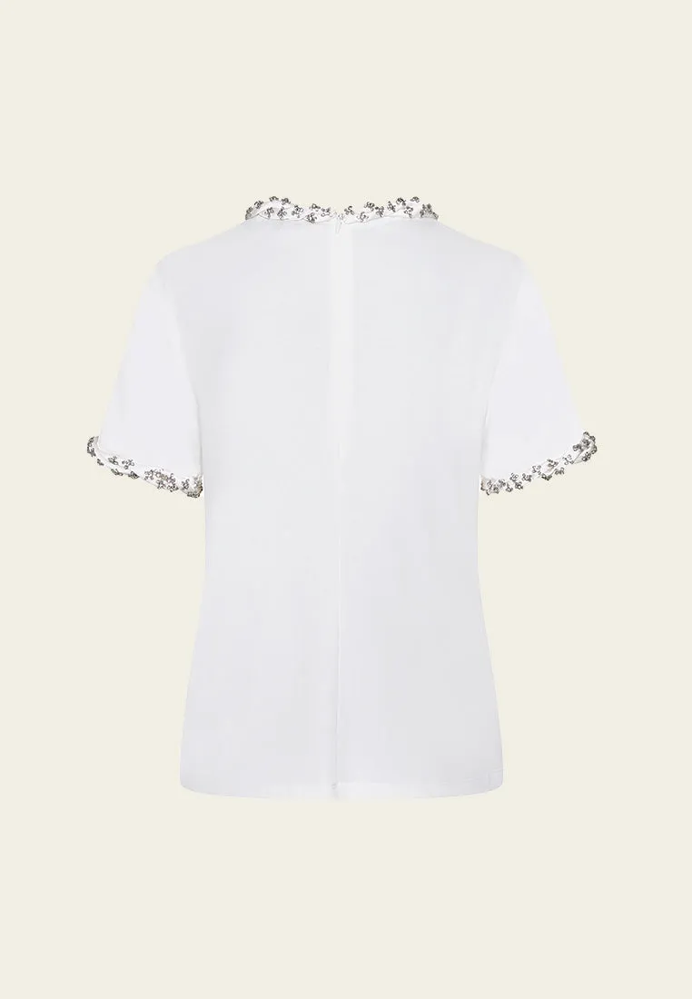 Crystal-embellished Round Neck Top