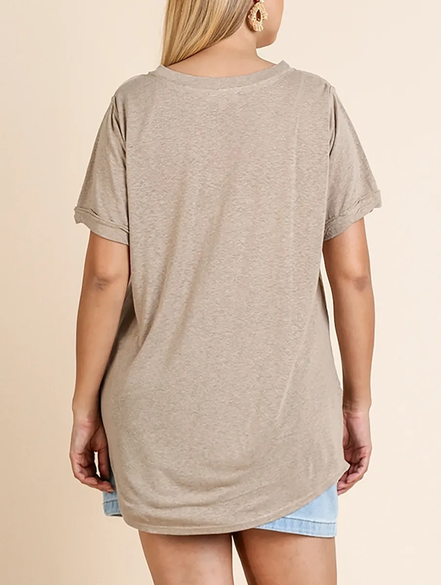 Curvy Just Another Day Basic V-Neck Tee