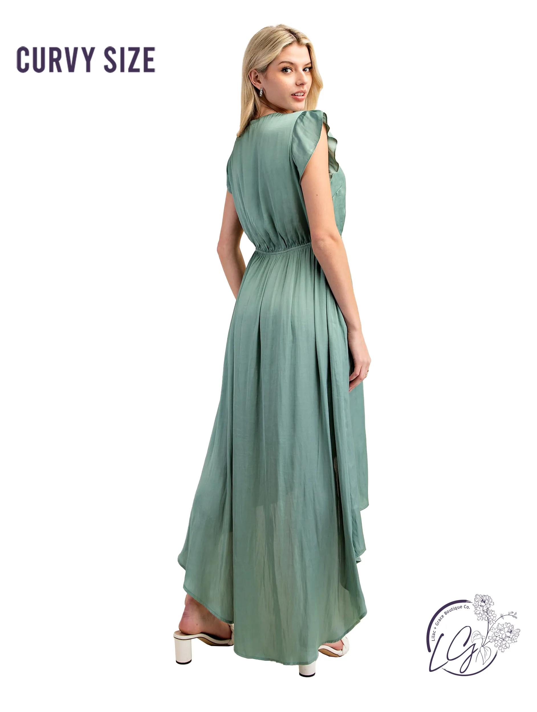 Curvy Midnight Satin High-Low Gown