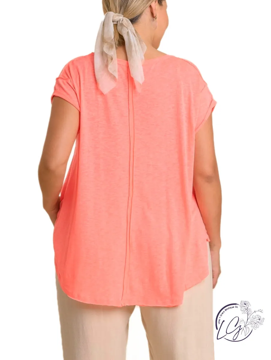 Curvy Never Understood Sheer V-Neck Tee