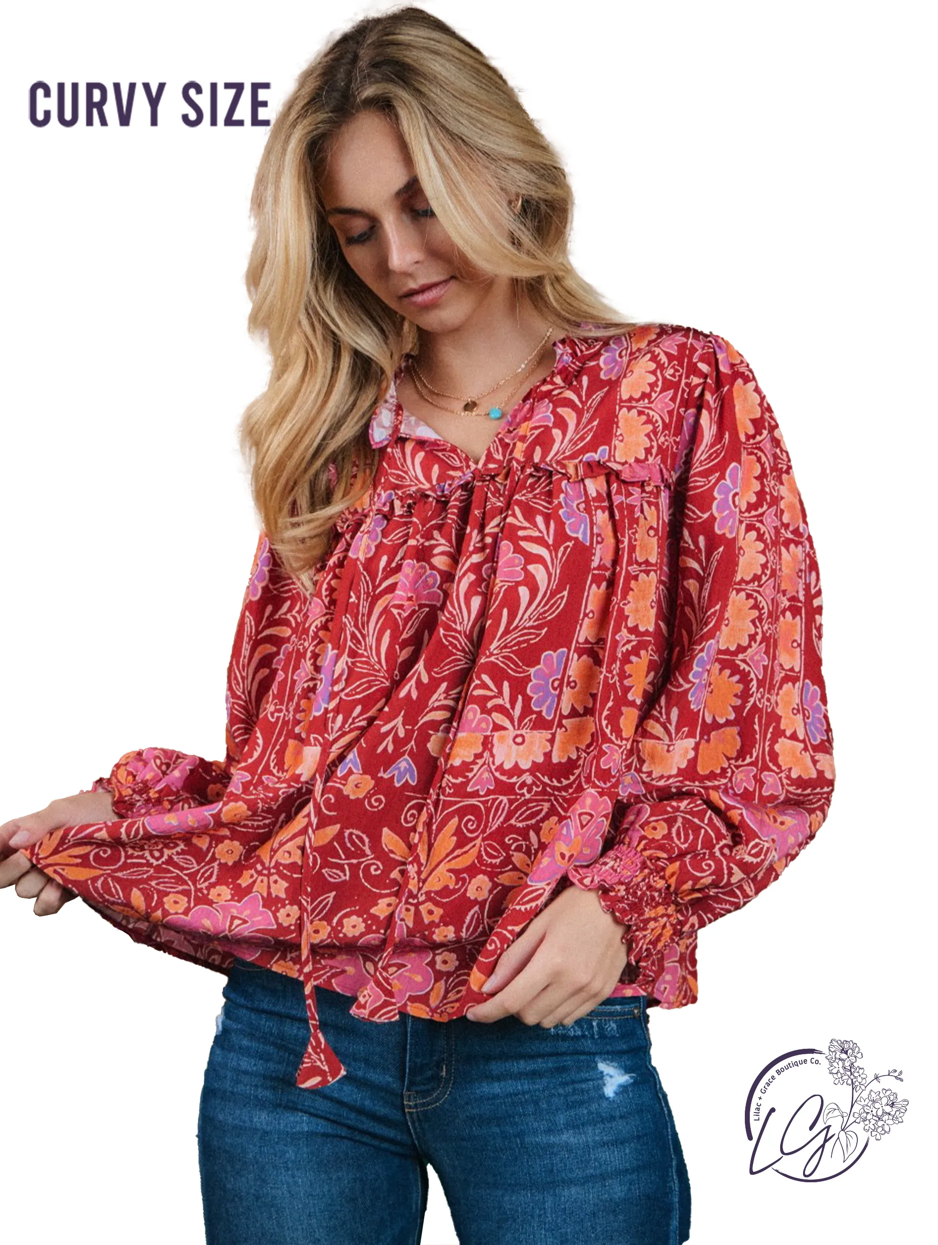 Curvy Roam The Land Printed Blouse