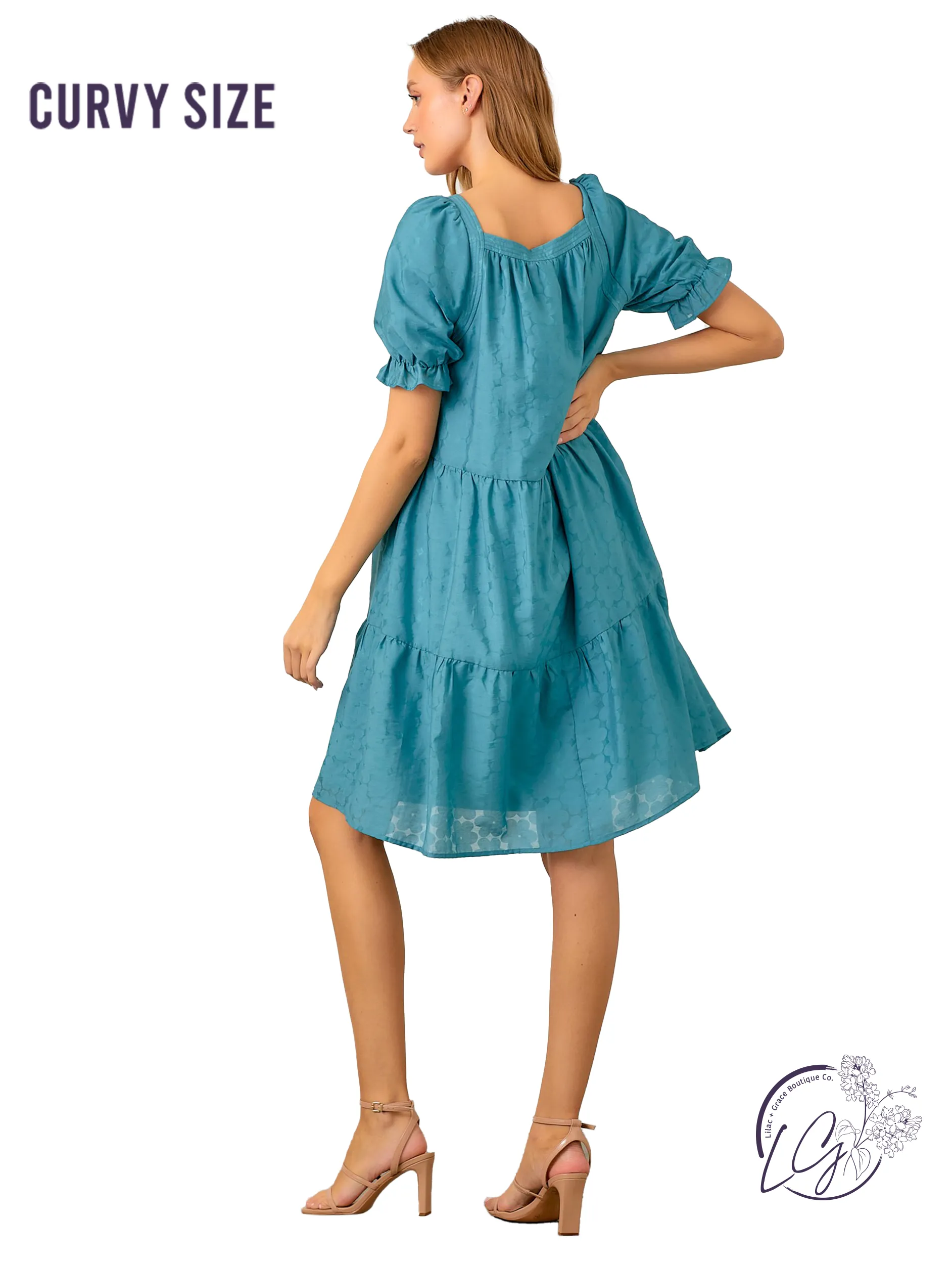 Curvy Teal Dreams Drift Dress