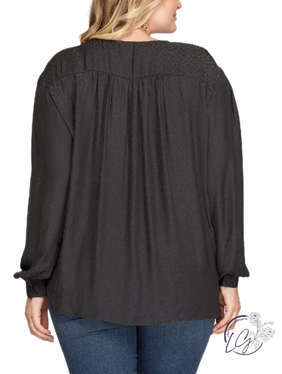 Curvy Us Together Surplice Jacquard Top