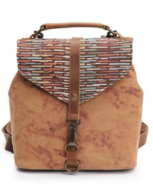 Cute Canvas Leather Mens Womens Small Pink Backpack Khaki Travel Backpack College Backpack for Men