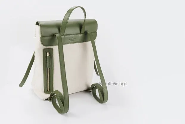 Cute Canvas Leather Womens Backpack Travel Backpack School Backpack for Women