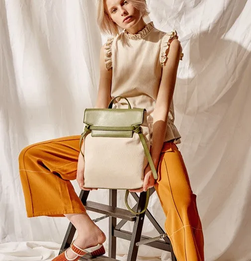 Cute Canvas Leather Womens Backpack Travel Backpack School Backpack for Women