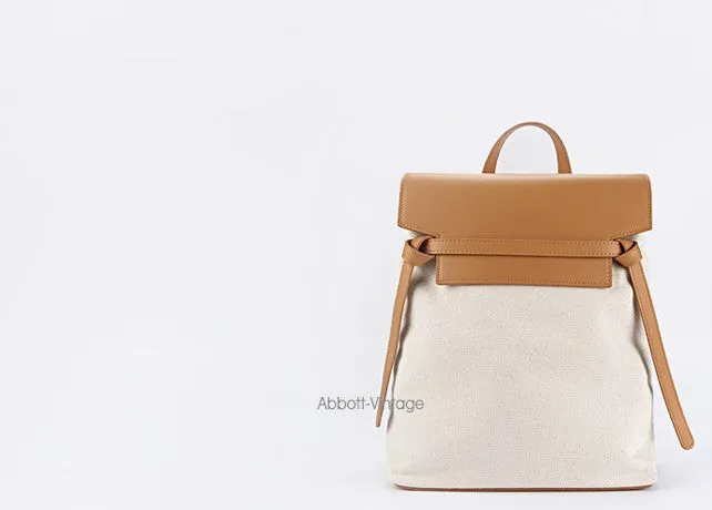 Cute Canvas Leather Womens Backpack Travel Backpack School Backpack for Women