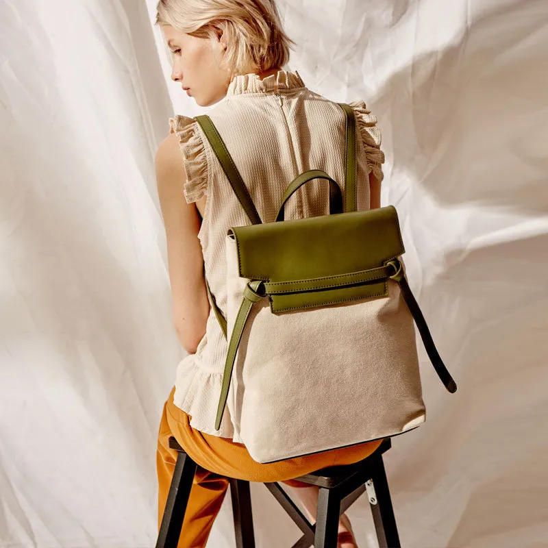 Cute Canvas Leather Womens Backpack Travel Backpack School Backpack for Women