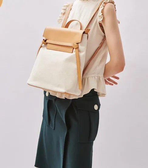 Cute Canvas Leather Womens Backpack Travel Backpack School Backpack for Women