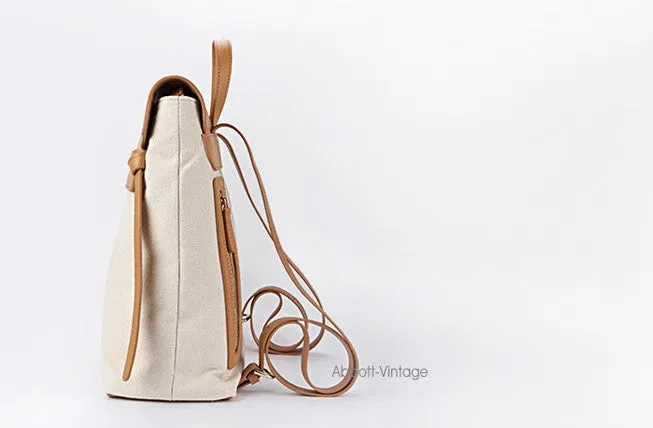 Cute Canvas Leather Womens Backpack Travel Backpack School Backpack for Women