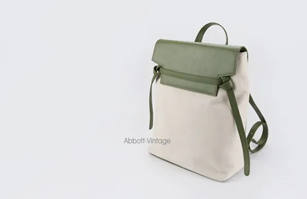 Cute Canvas Leather Womens Backpack Travel Backpack School Backpack for Women