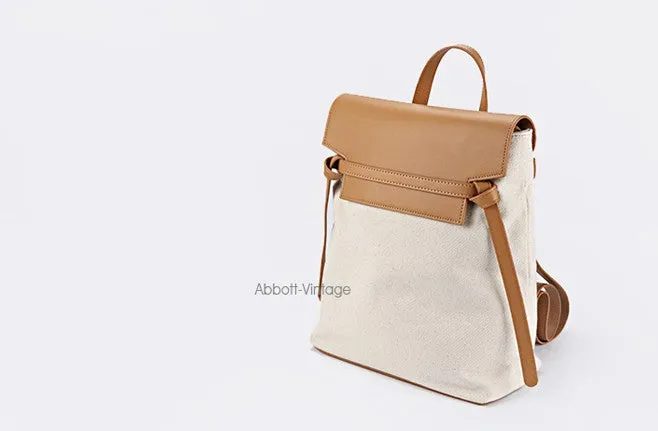 Cute Canvas Leather Womens Backpack Travel Backpack School Backpack for Women