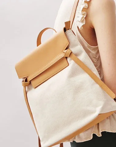 Cute Canvas Leather Womens Backpack Travel Backpack School Backpack for Women