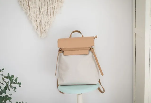 Cute Canvas Leather Womens Backpack Travel Backpack School Backpack for Women
