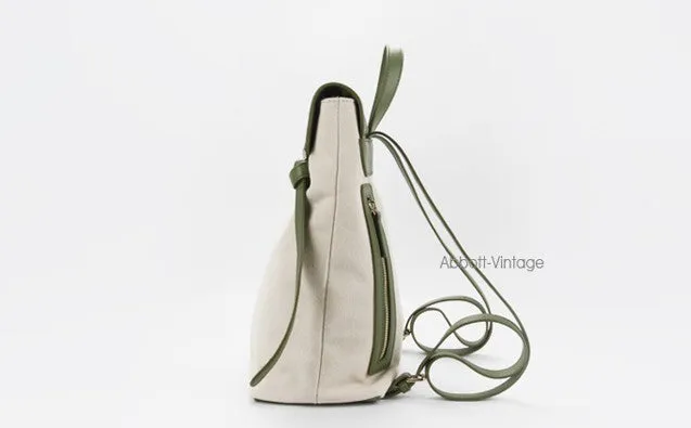 Cute Canvas Leather Womens Backpack Travel Backpack School Backpack for Women