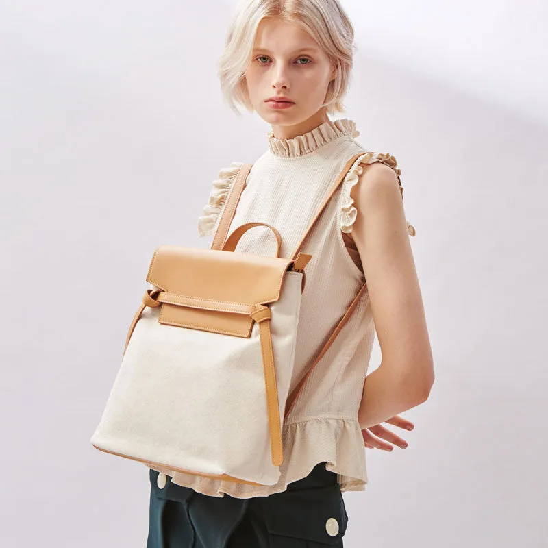 Cute Canvas Leather Womens Backpack Travel Backpack School Backpack for Women