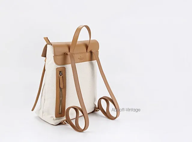 Cute Canvas Leather Womens Backpack Travel Backpack School Backpack for Women