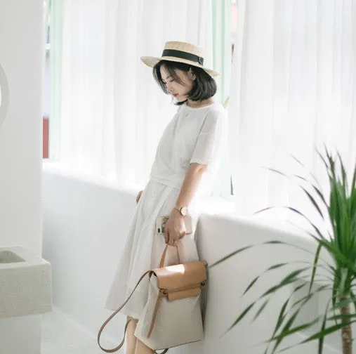 Cute Canvas Leather Womens Backpack Travel Backpack School Backpack for Women