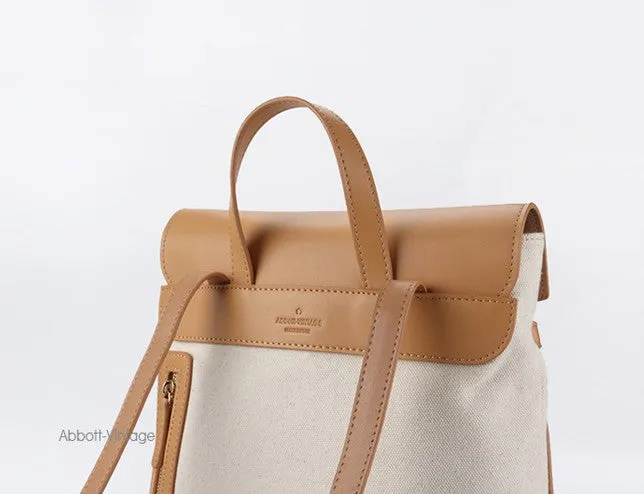 Cute Canvas Leather Womens Backpack Travel Backpack School Backpack for Women