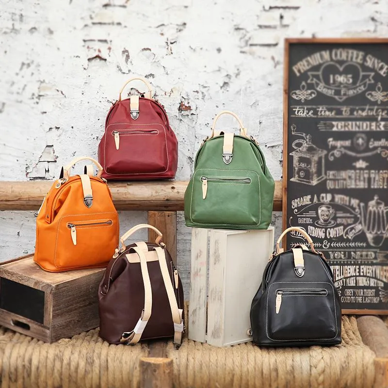 Cute Handmade Womens Leather Backpack Satchel Bag School Backpacks for Women