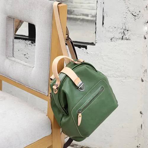 Cute Handmade Womens Leather Backpack Satchel Bag School Backpacks for Women