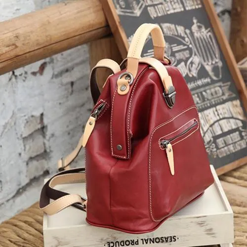 Cute Handmade Womens Leather Backpack Satchel Bag School Backpacks for Women
