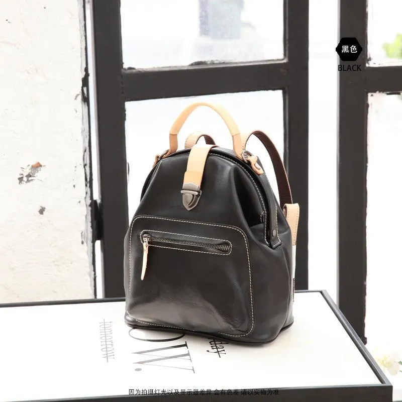 Cute Handmade Womens Leather Backpack Satchel Bag School Backpacks for Women