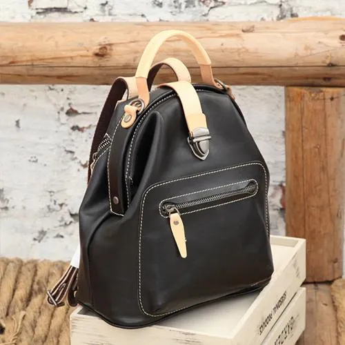 Cute Handmade Womens Leather Backpack Satchel Bag School Backpacks for Women