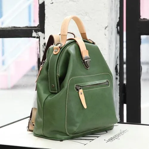 Cute Handmade Womens Leather Backpack Satchel Bag School Backpacks for Women