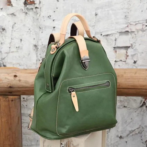 Cute Handmade Womens Leather Backpack Satchel Bag School Backpacks for Women