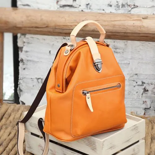 Cute Handmade Womens Leather Backpack Satchel Bag School Backpacks for Women