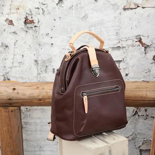 Cute Handmade Womens Leather Backpack Satchel Bag School Backpacks for Women