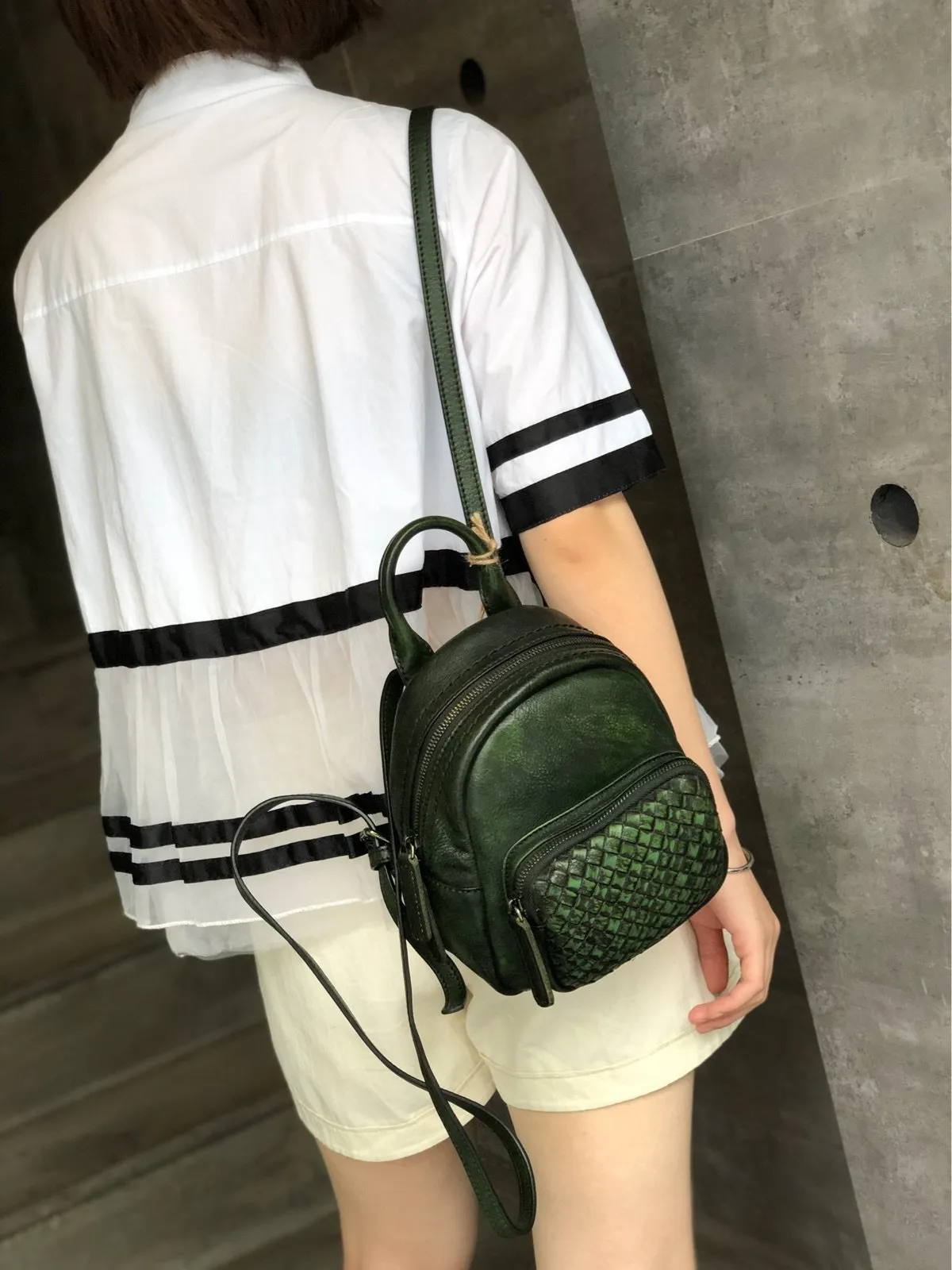 Cute Leather Womens Backpacks Small Braided Leather Backpack Trendy Backpacks for Ladies