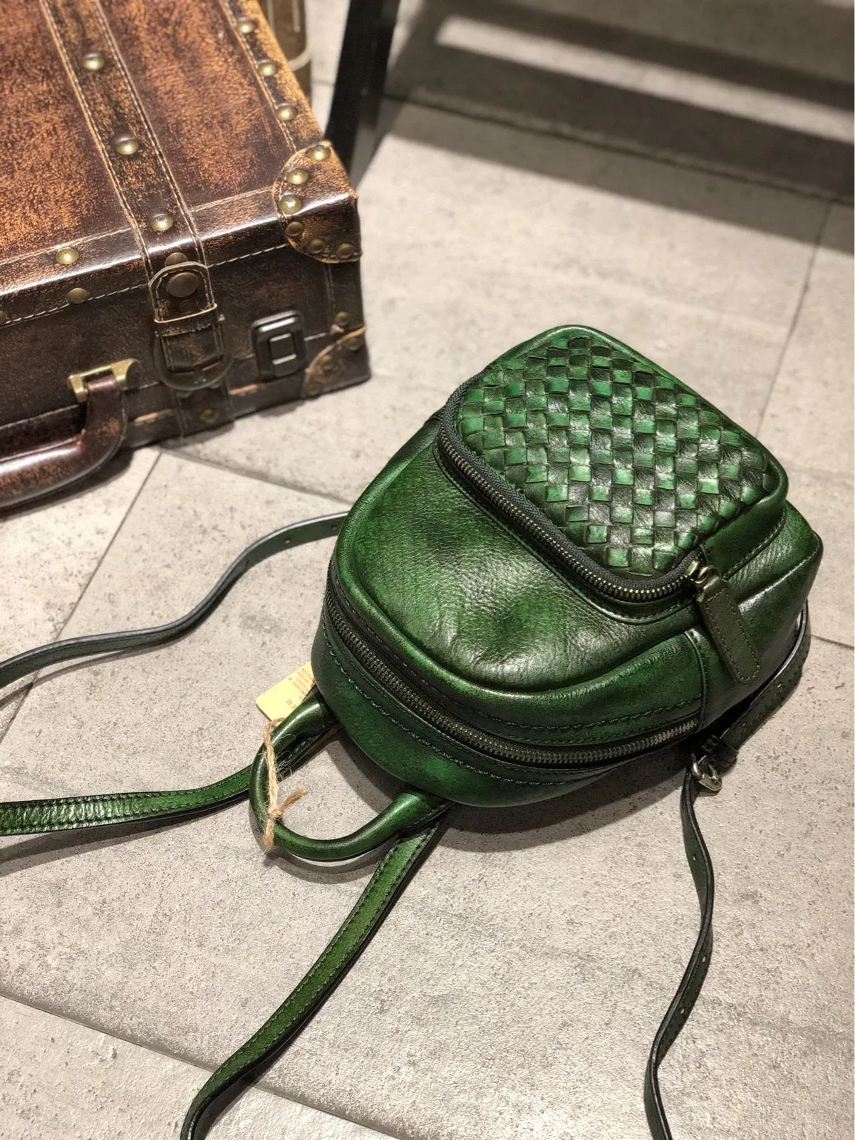 Cute Leather Womens Backpacks Small Braided Leather Backpack Trendy Backpacks for Ladies