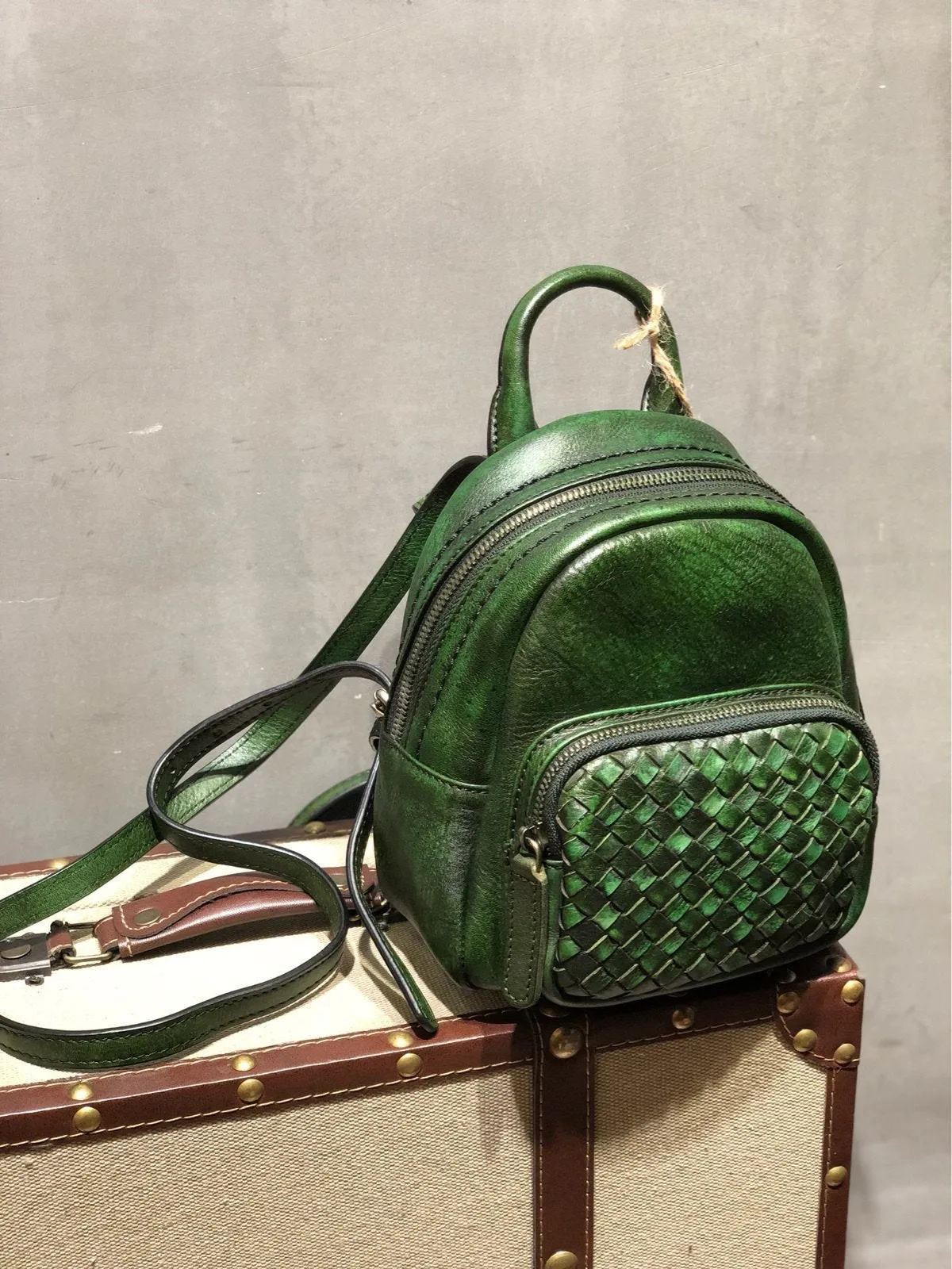 Cute Leather Womens Backpacks Small Braided Leather Backpack Trendy Backpacks for Ladies