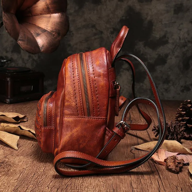 Cute Leather Womens Backpacks Small Braided Leather Backpack Trendy Backpacks for Ladies