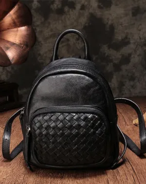 Cute Leather Womens Backpacks Small Braided Leather Backpack Trendy Backpacks for Ladies