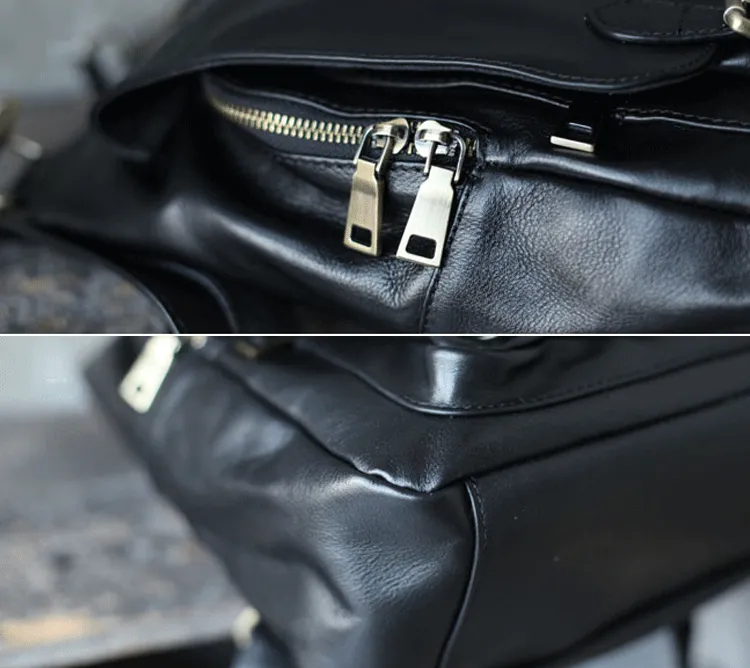 Cute Trendy Girls Black Leather Backpacks Womens Black School Backpack Purse for Women
