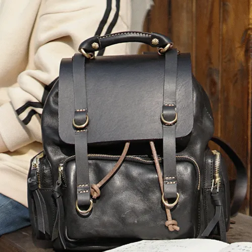 Cute Trendy Mens Leather Backpacks Best Leather School Backpack Hiking Backpack for Men