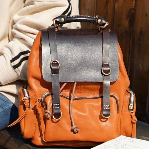 Cute Trendy Mens Leather Backpacks Best Leather School Backpack Hiking Backpack for Men