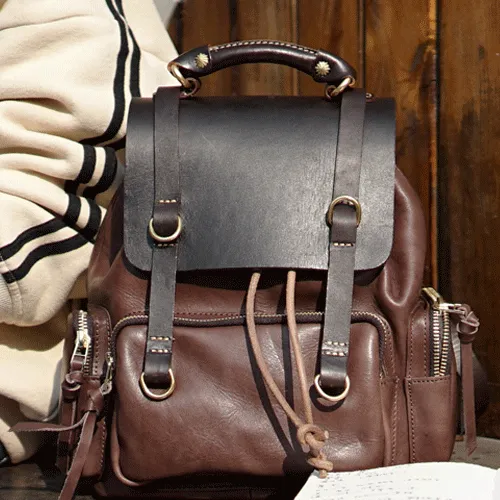 Cute Trendy Mens Leather Backpacks Best Leather School Backpack Hiking Backpack for Men