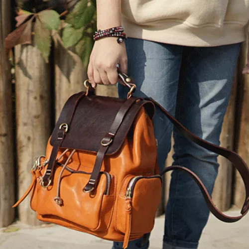 Cute Trendy Mens Leather Backpacks Best Leather School Backpack Hiking Backpack for Men