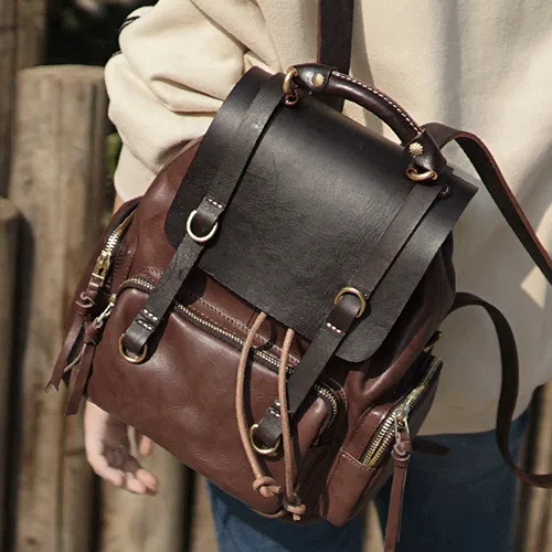 Cute Trendy Mens Leather Backpacks Best Leather School Backpack Hiking Backpack for Men