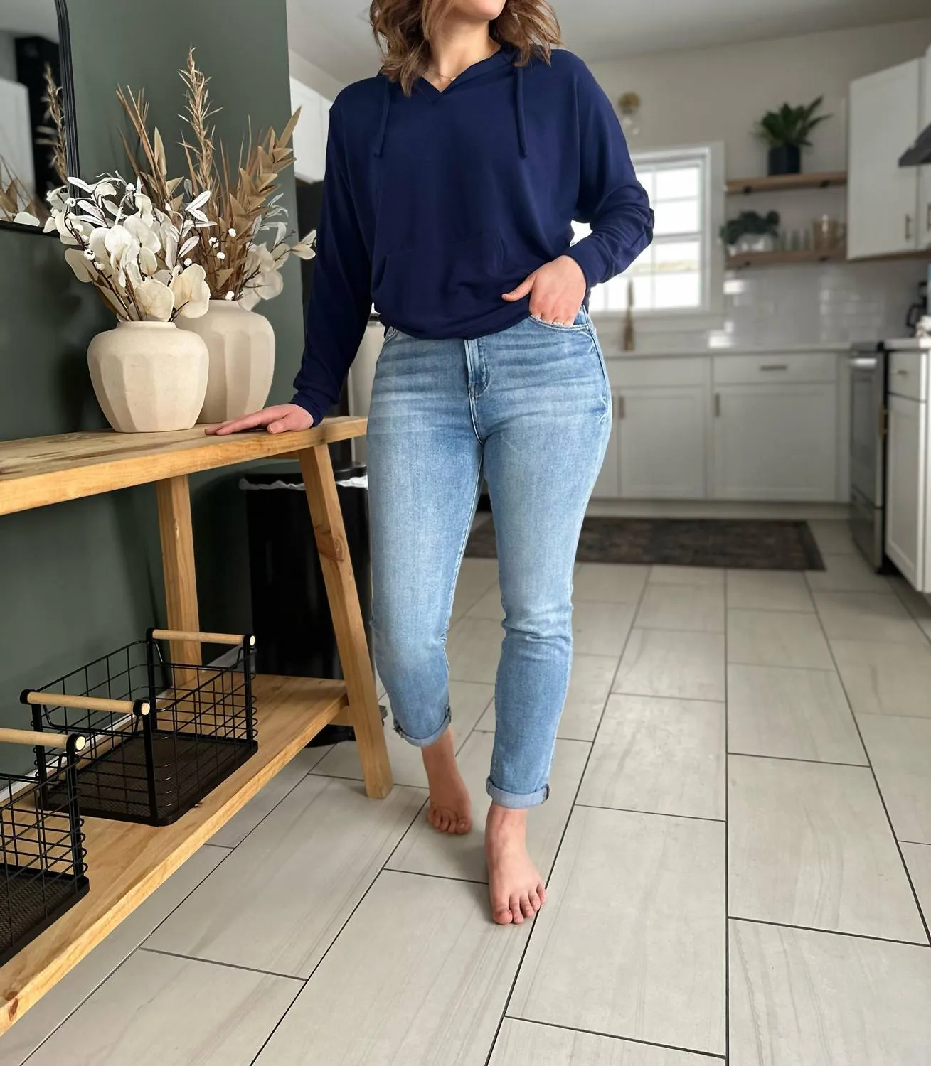 Cuyama High Rise Cuffed Jeans In Blue