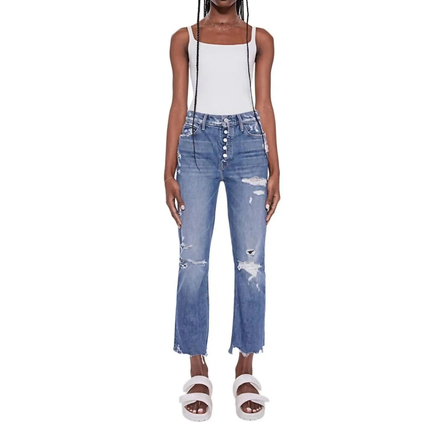 Dazzler Mid Rise Ankle Jean In Walking On Stones