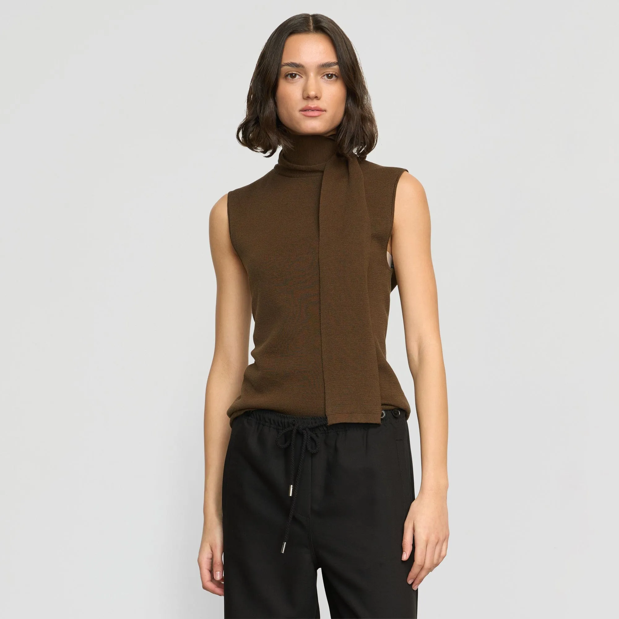 Demi Scarf-Neck Cotton-Silk Knit Top