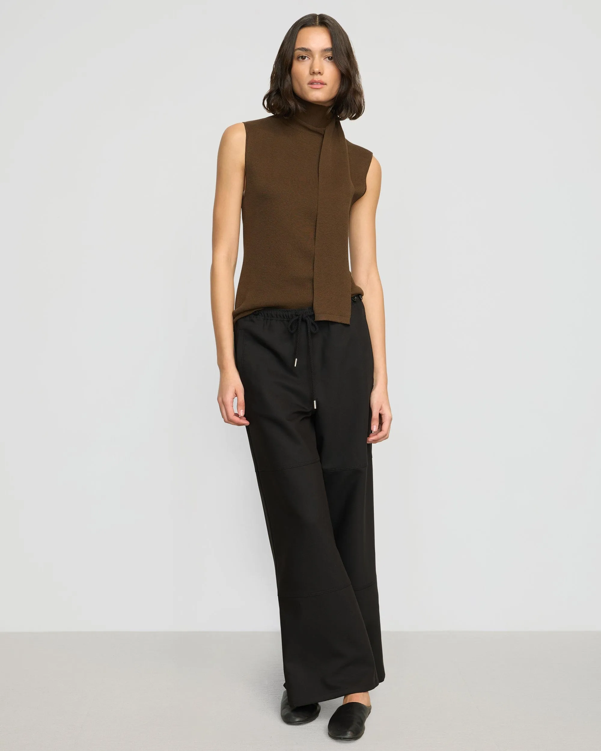 Demi Scarf-Neck Cotton-Silk Knit Top